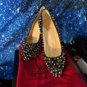 Christian Louboutin Black Heels with Gold Spikes
